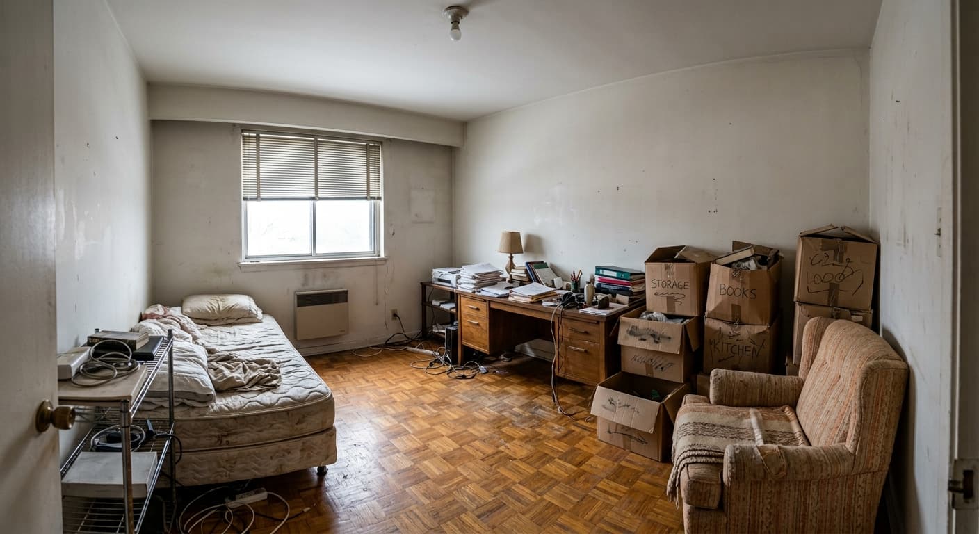 Antes: Habitación infantil con pared azul polvo