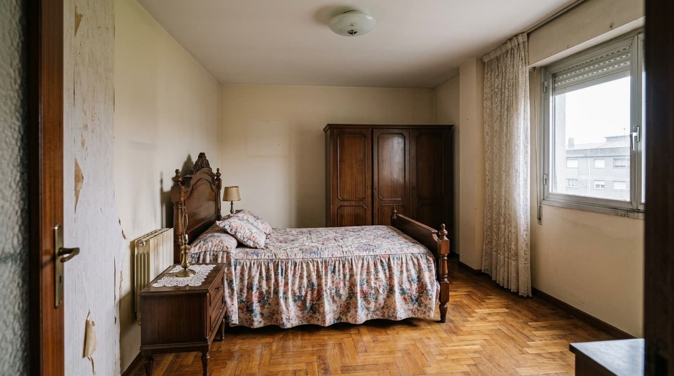 Antes: Habitación infantil con pared en tono melocotón